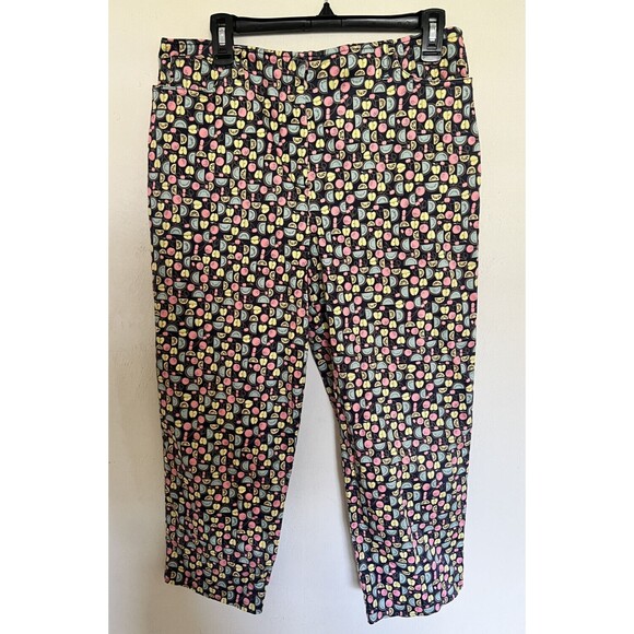 Talbots Pants Womens Sz 14 cropped Colorful Fruit Summer Whimsical Stretch Artsy - Picture 10 of 10